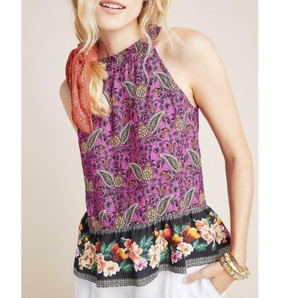 Anthropologie Farm Rio Claudette Halter Top